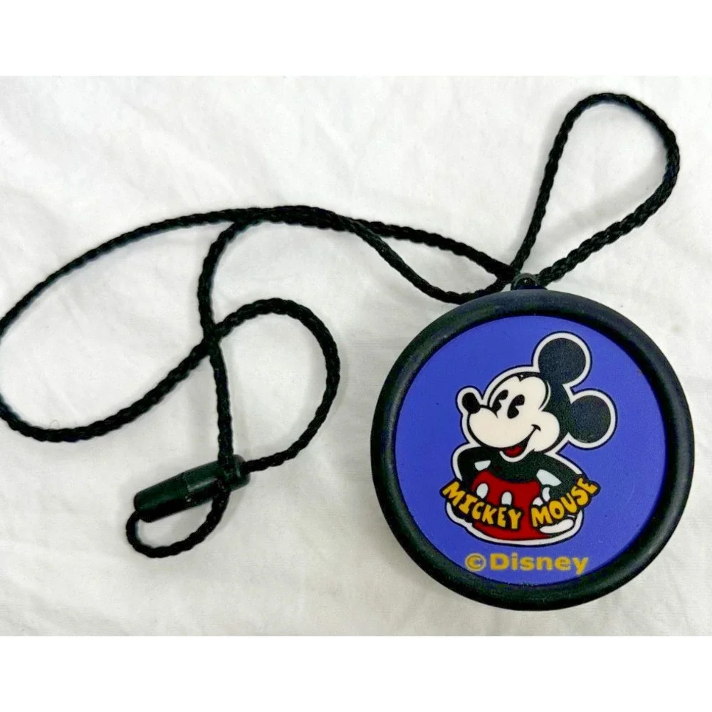 Disney Mickey Mouse Light up Necklace Pin Blue Round 2 1/2